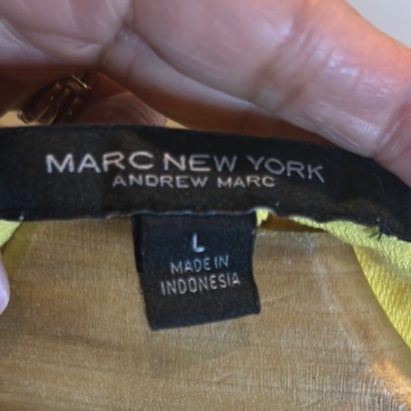 Marc New York Yellow Tie Front Blouse with Cuffed Sleeves - Picture 2 of 8